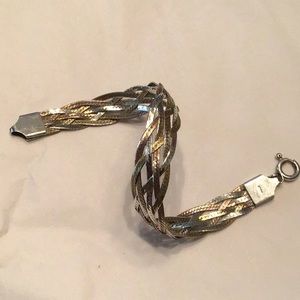 Vtg. Tri-Color Woven AR Sterling Silver Bracelet
